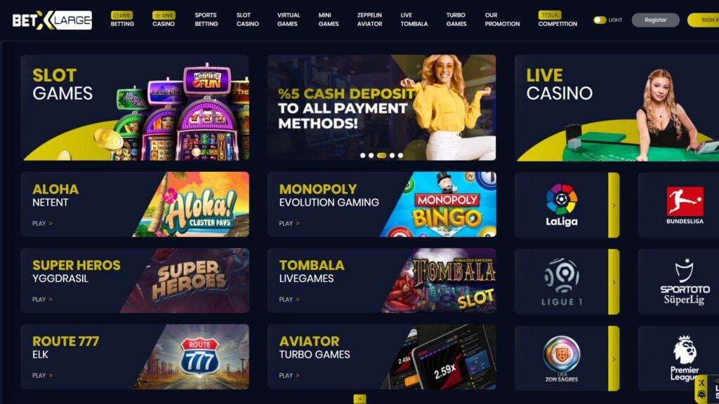 Betxlarge Casino Welcome Bonus Homepage
