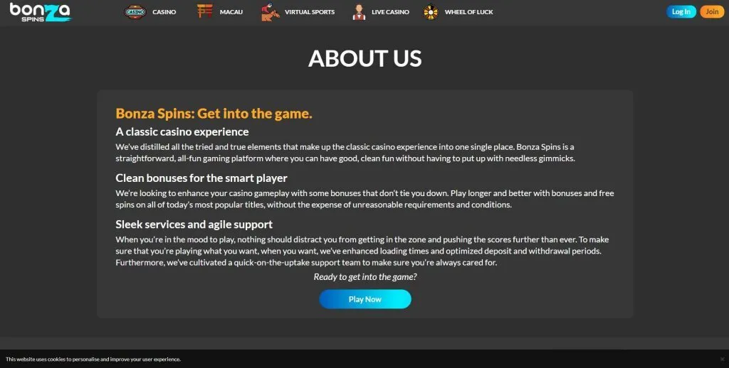 Bonza Spins Casino about us
