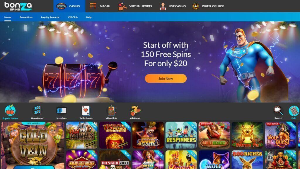 Bonza Spins Casino Review 2 Bonza Spins Casino Homepage