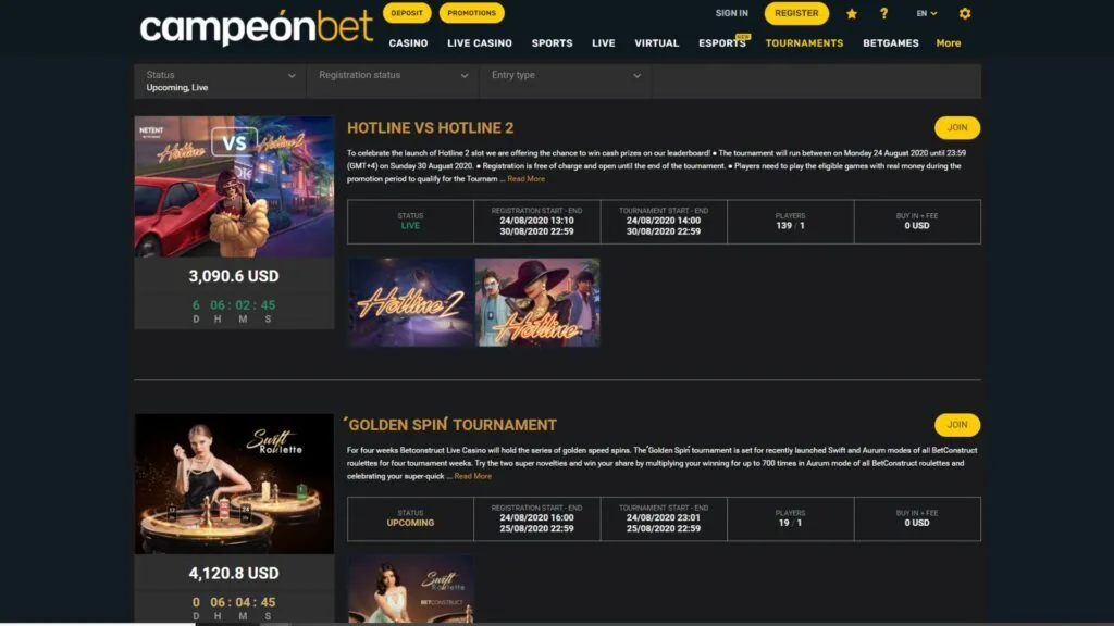 Campeonbet Casino Review 3 Campeonbet Casino Tournaments