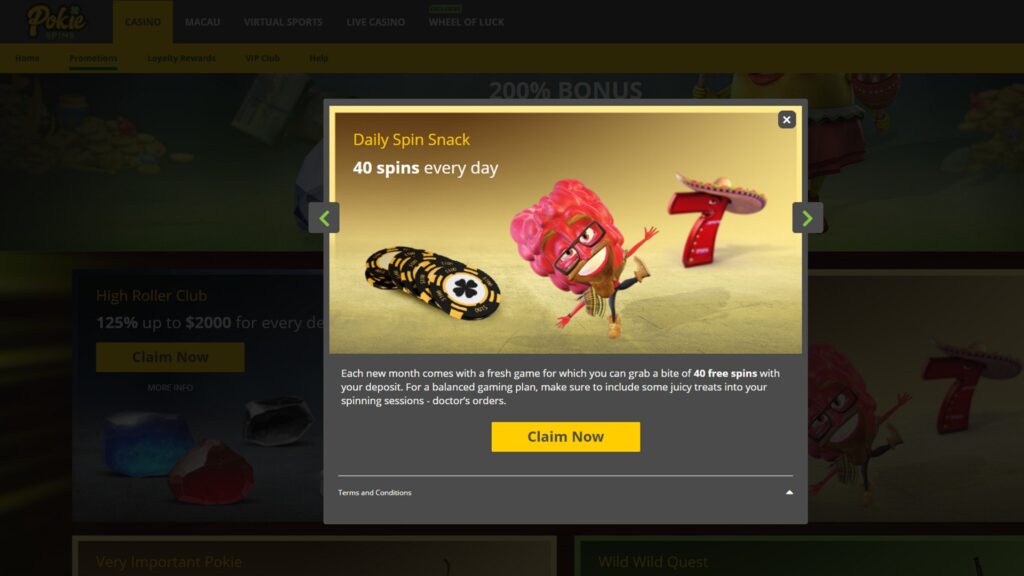 Pokie Spins Casino Deposit Bonus