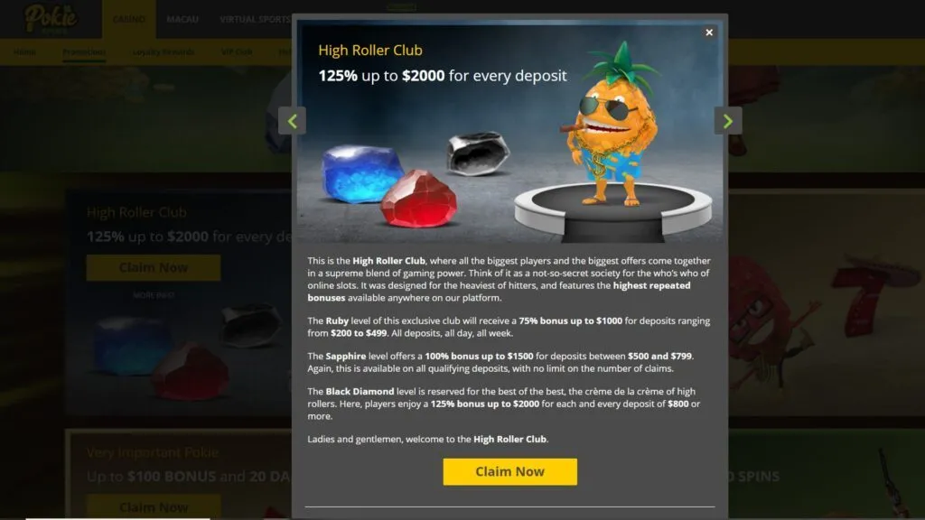 Pokie Spins Casino Deposit Bonus