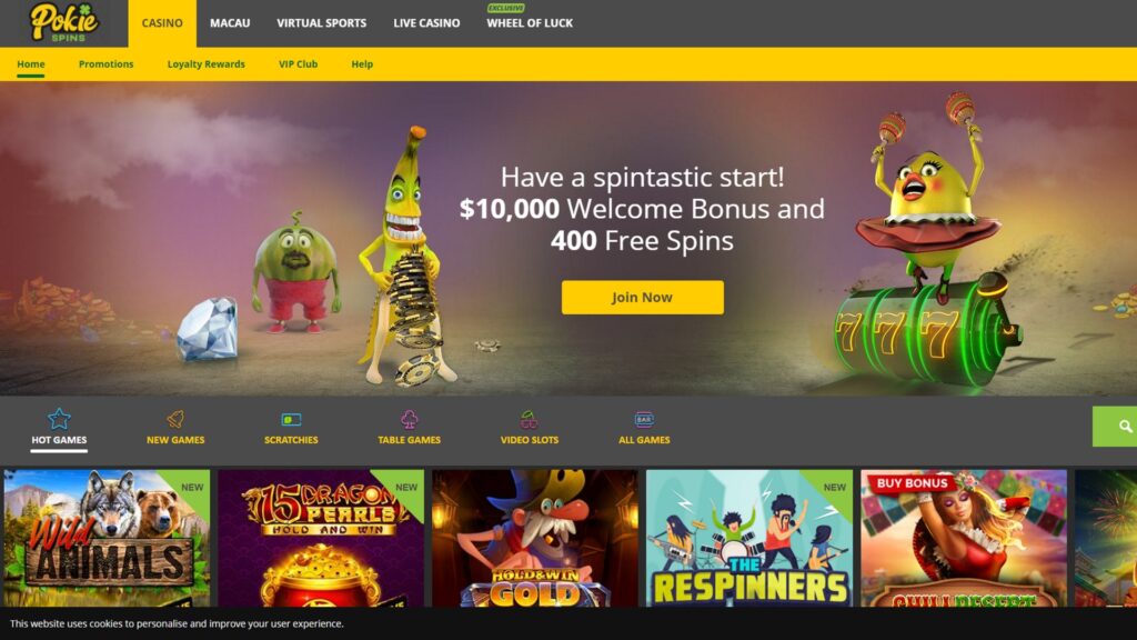 Pokie Spins Casino Homepage