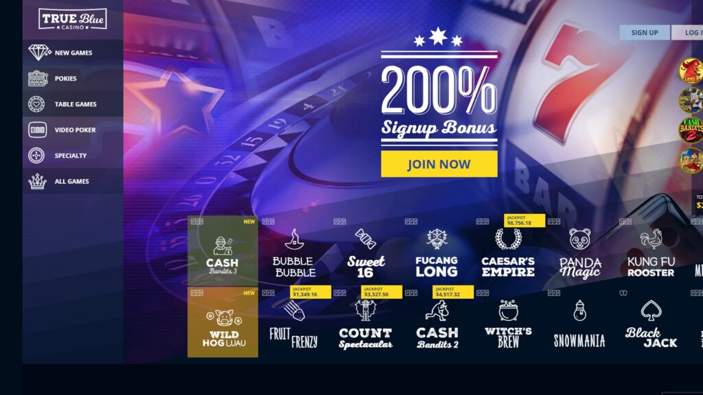True Blue Casino Review 2 True Blue Casino Homepage