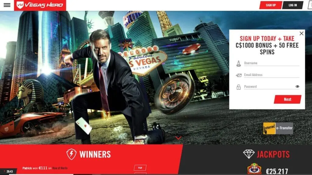 Vegas Hero Casino Review 2 Vegas Hero Casino Homepage