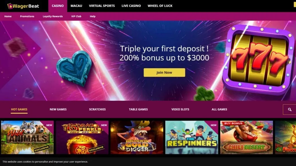 Wager Beat Casino Homepage