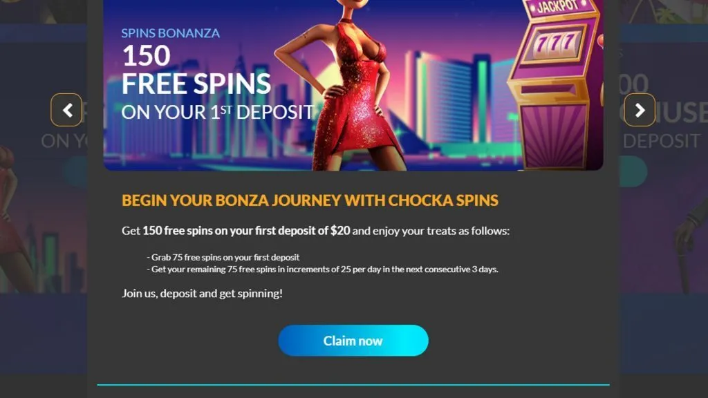 bonza spins casino 150 free spins