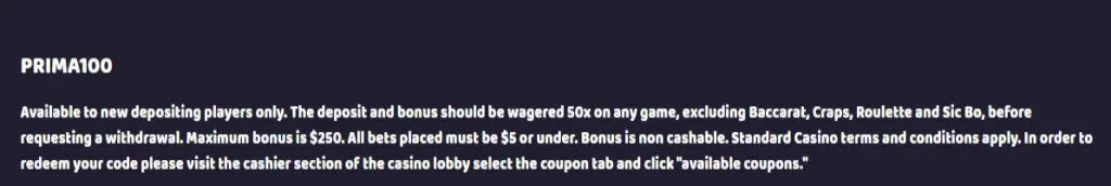 PrimaPlay Casino 100% up to $250 Welcome Bonus 4 Primaplay Casino 100% Up To $250 Welcome Bonus