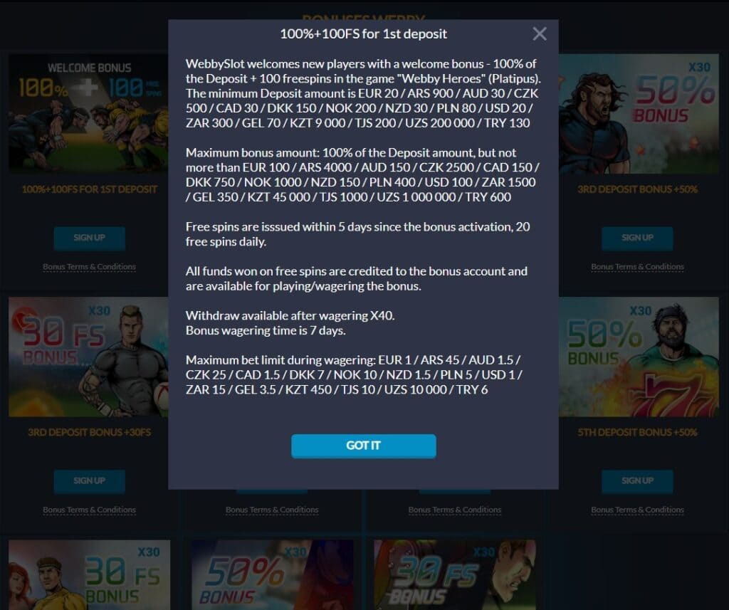 Webby Slot Casino Promo Codes And Promotions