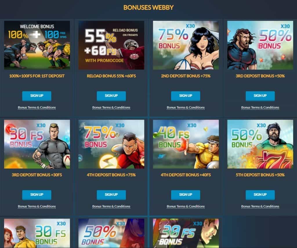 Webby Slot Casino Welcome Bonus
