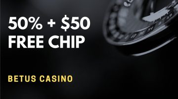 Betus Casino 50% + $50 Free Chip