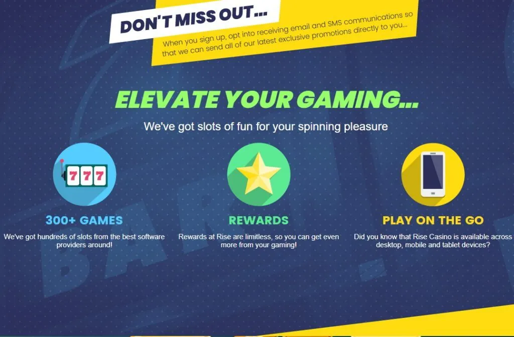 Rise Casino Review 4 Rise Casino Features