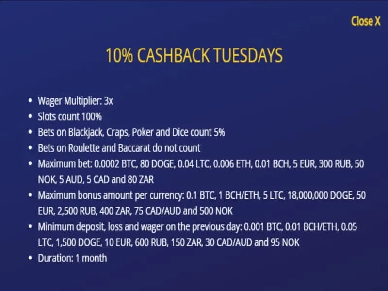 Betchain Casino 10% Cashback 7 Betchain Casino 10% Cashback Special Conditions
