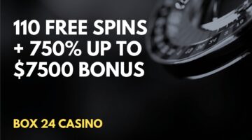 Box 24 Casino 110 Free spins + 750% up to $7500 Welcome Bonus