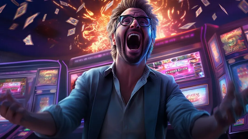 The 5 Best No Deposit Slots Bonuses in Top Online Casinos 2 Excited Casino Player Celebrating With A Slot Machine