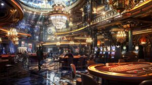 Glamorous Casino Interior With Pro Poker Players