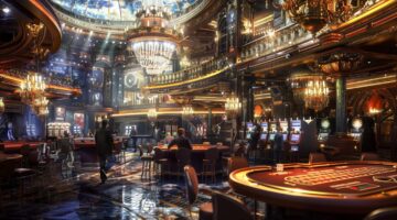 Glamorous Casino Interior With Pro Poker Players