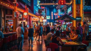 Casino Interior Bustling With Activity