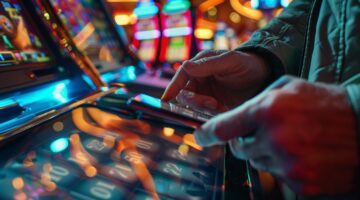 Casino Player Using A Digital Wallet On A Smartphone.