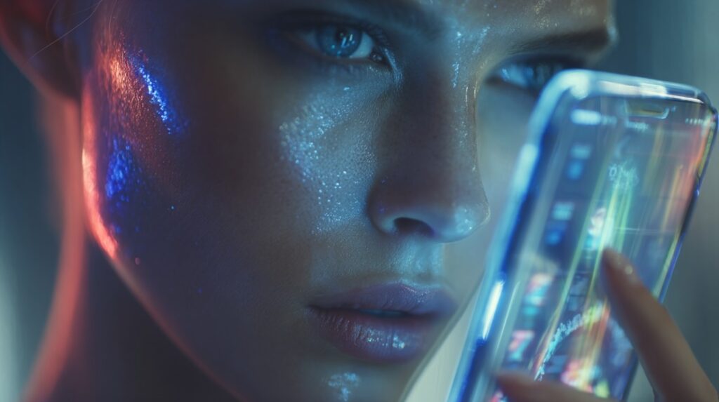 Futuristic Mobile Casino App With Holographic Interface