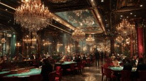 Luxurious Casino Interior With Players At Gaming Tables