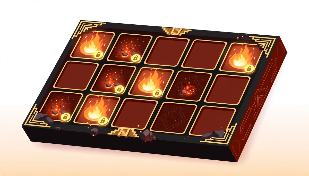Cash Eruption Slot Review: Bonus Features, RTP and Gameplay 3 Cash Eruption slot Hold and Win bonus grid showing locked fireball symbols with volcanic theme