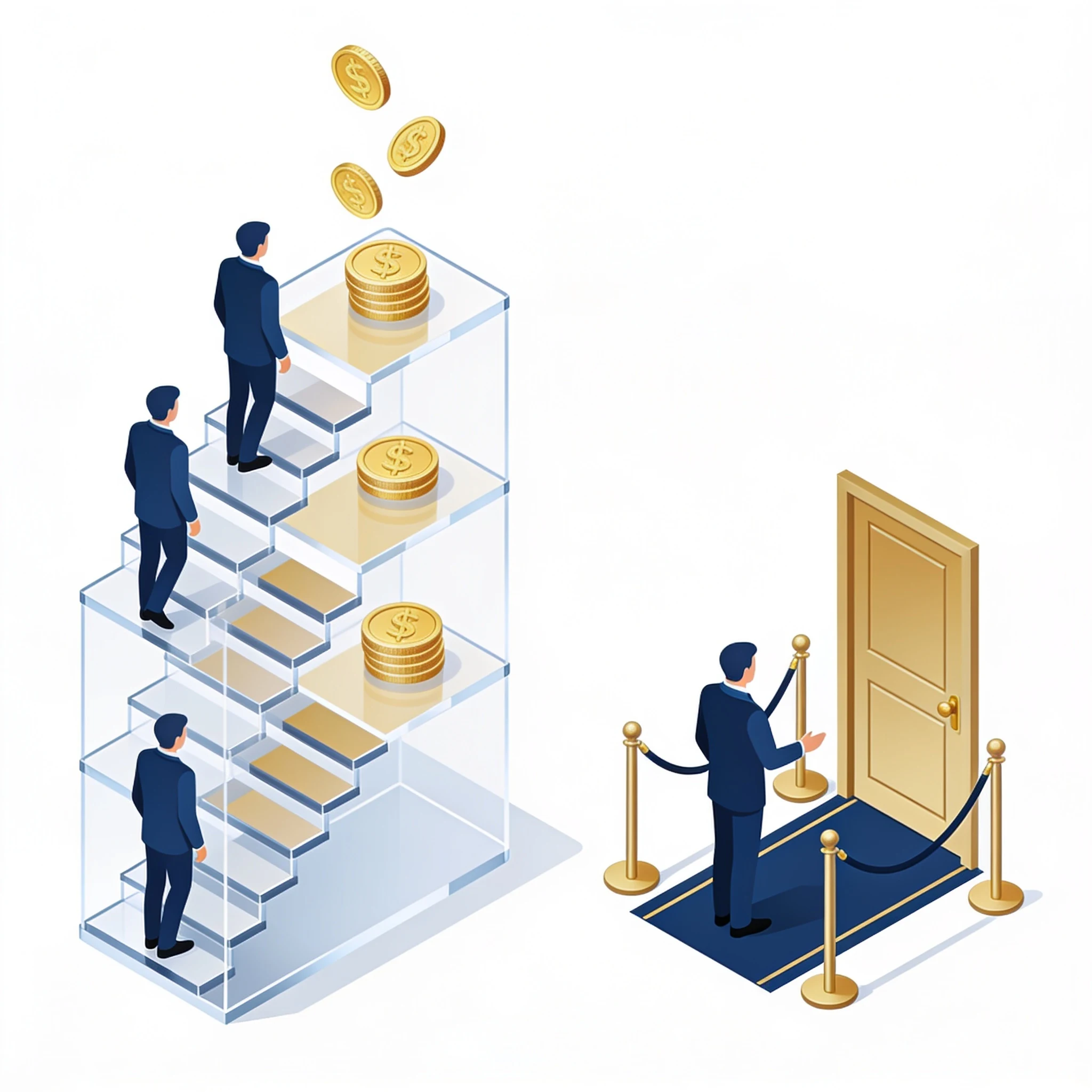 Casino Rewards and Loyalty Cards: How Players Earn Perks 2 Isometric illustration contrasting published loyalty tiers with invitation-only VIP programs