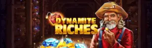 Dynamite Riches slot artwork with a gold miner and dynamite, image courtesy of Red Tiger