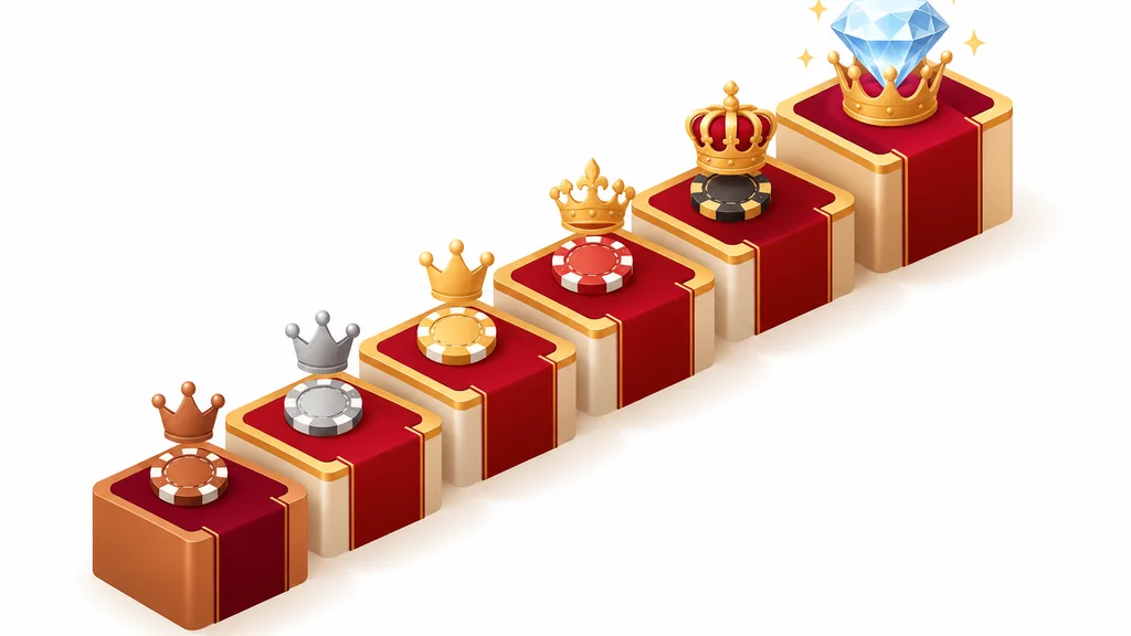 Golden Tiger Casino Review 5 Isometric illustration of a six tier VIP loyalty ladder