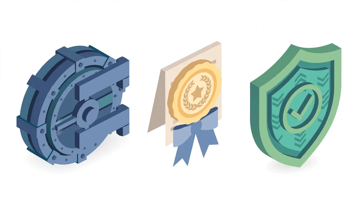 Jackpot City Casino Review 4 Jackpot City casino licensing and security with vault, certificate, and shield symbols