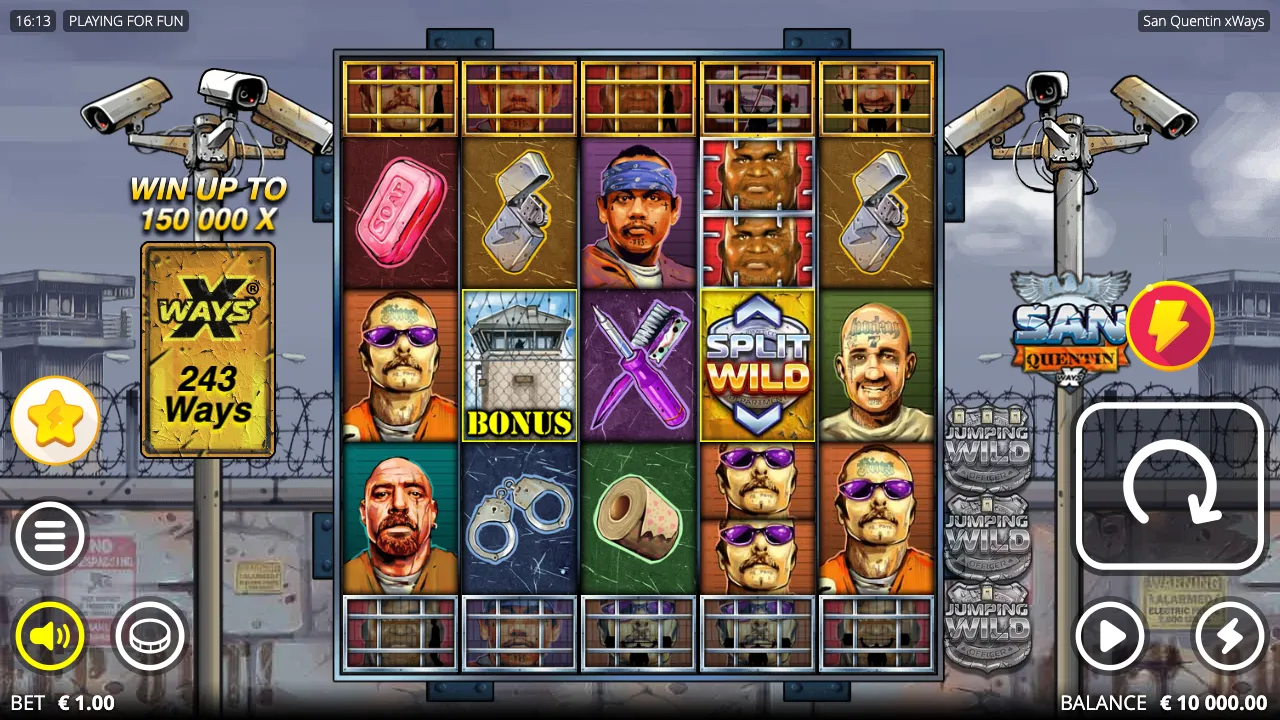San Quentin xWays slot demo screenshot, prison theme